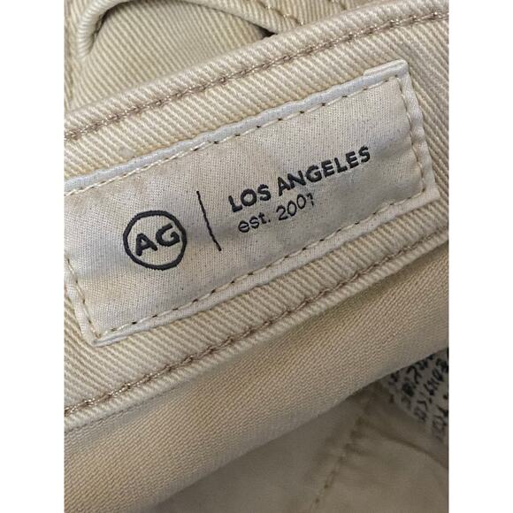 Adriano Goldschmied Beige High Waist Frayed Hem Palazzo Wide Leg Denim Jeans 29 - Picture 4 of 5